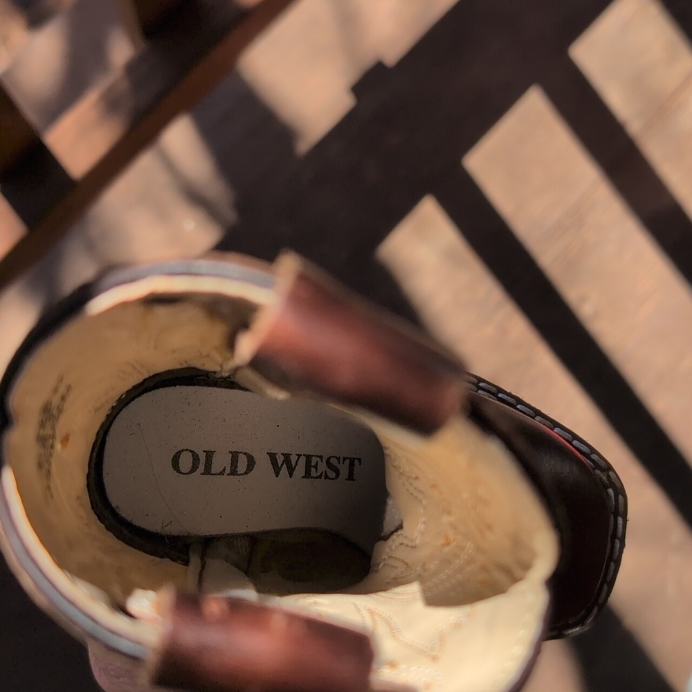Old West Rushing Black & Brown Kids Western Boots Like New! - Picture 3 of 9
